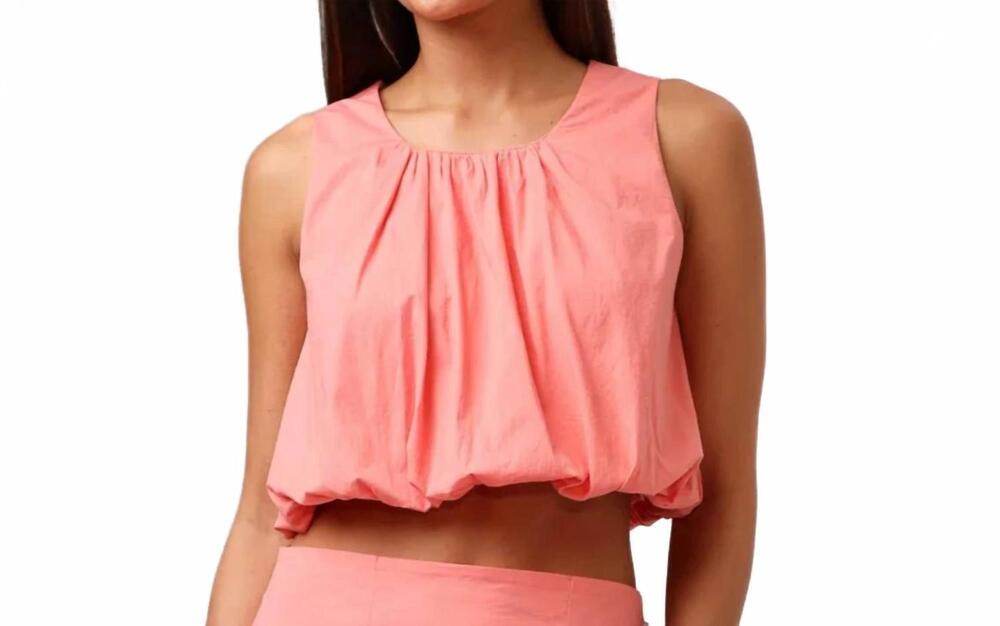 NEW SHORE tara cropped tank top in coral